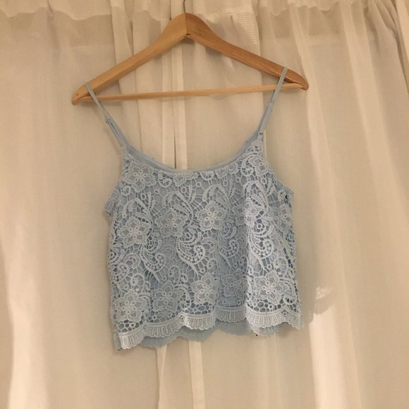 Blue Floral Lace Layered Cami Adjustable - Picture 4 of 6